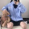 Casaco de moletom transfronteiriço de comércio exterior com capuz grosso e forro de lã, estilo universitário, estilo japonês, fofo, estampado em desenho animado, solto