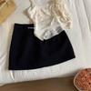 Elegante y Favorecedora Falda Mini de Tiro Alto en Línea A Roja y Blanca para Mujer, Nueva Otoño/Invierno 2024, Petite y Versátil