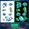 Adesivos de Tatuagem Coloridos de Animais Marinhos que Brilham no Escuro para Homens e Mulheres, à Prova d'Água e Duradouros, Ajuste Natural nos Braços das Crianças