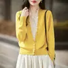 Elegante cárdigan de punto de lana con cuello en V, estilo dos piezas falsas, para mujer, con ribete de encaje y diseño calado, abrigo suéter de corte holgado