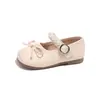 Otoño 2026 Nuevos Zapatos de Princesa para Niñas Lazo de Perla Suela Suave Zapatos Pequeños de Cuero Dulces Zapatos Individuales para Niños Mocasines