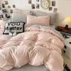 Conjunto Quatro Peças de Veludo Leite Espessado de Inverno Lençóis de Cama Quentes com Forro de Lã Capa de Edredom Veludo para Bebê Cor Lisa Conjunto de Três Peças para Dormitório