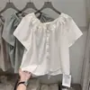 Camisa de Chifón de Manga Corta para Cubrir la Barriga Tallas Grandes para Mujer Verano MM Gordita Adelgazante Holgada Hombro Normal Camisa de Muñeca Top Único Pequeño