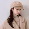 Gorra de boina de tweed patchwork estilo coreano, sombrero octogonal retro y elegante para otoño/invierno, artístico y versátil para ir al trabajo, hace que la cara se vea más pequeña, gorra de pico de pato