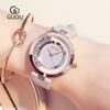 GUOU GUOU relógio feminino elegante strass quartzo placa de relógio cinto na moda simples couro genuíno Relógio feminino