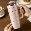 Taza de café transfronteriza de 750 ml, taza térmica para niñas, alto valor estético, gran capacidad, taza de hielo para coche, taza para beber de doble uso