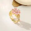 Anillo Ladrillo de Diseño Nicho de Alta Gama Lujo Accesible para Mujer Moda Europea y Americana Creativo Zirconia Chapado en Oro Anillo Abierto Ajustable