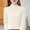 Camiseta base de punto acanalado de cuello medio transfronteriza para mujer, primavera y otoño, corte ajustado, prenda interior versátil, top simple y elegante para mujer