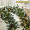 Decoración Navideña Ratán Encriptado Hotel Centro Comercial Ventana Escalera Escena Diseño Nieve Flockada Ratán Colgantes de Puerta