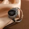Anillo de Plata S925 con Encanto de Plata Incrustado con Piedra Preciosa de Cristal de Ágata Roja del Sur Natural, Anillo Étnico Personalizado Vintage Estilo Transfronterizo