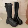 Botas altas de plataforma gruesa para mujer que aumentan la altura, nuevo estilo otoño 2026, versátiles y adelgazantes, adecuadas para combinar con faldas, botas altas estilo jinete