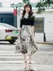 Falda de Verano con Estampado de Pintura al Óleo Estilo Francés Feiyuan para Mujer, Nuevo Estilo de Verano, Falda Elegante y Versátil Estilo Vacaciones