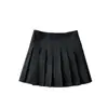 Ropa Nueva de Primavera para Mujer, Estilo Universitario, Rejuvenecedora, Anti-Exposición, Falda Corta de Corte A, Falda Plisada, Falda Retro de Color Sólido de Cintura Alta