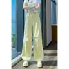 Roupas Femininas 2026 Verão Novo Calça de Trabalho Estilo Americano, Calça Jogger de Cintura Alta Wide-Leg, Calça Esportiva Casual de Uso Duplo