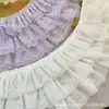 Punhos de Renda Plissada de Chiffon de Três Camadas Elástico Mangas de Suéter Vestido de Bebê Saia Tecido de Saia Estendida Acessórios Larga