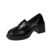Mocasines de charol brillante de moda con tacón grueso, zapatos versátiles para mujer, nuevo modelo 2026, zapatos de tacón alto para ir al trabajo en primavera y otoño
