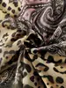 Camisola de malla estilo retro bohemio americano con bloques de color, estampado de leopardo, encaje floral y escote en V