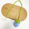 Pingente de Morango e Girassol Crochê à Mão, Bolsa Tecida em Fio, Enfeite para Pendurar no Retrovisor do Carro, Prendedor de Cortina