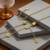 Colar Feminino Clássico Cintura Fina Personalidade Contas da Sorte Celebridade da Internet Simples Números Romanos Caminho para a Riqueza Corrente de Clavícula de Aço Titânio