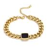 Colar grosso cubano de aço titânio dourado feminino hip hop exagerado quadrado de aço inoxidável pulseira de marisco preta colar terno