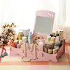Fabricante mi xiuer 17 Caixa de armazenamento de madeira criativa com smiley caixa de armazenamento de mesa diy para cosméticos com espelho