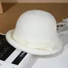 Sombrero tipo cubo retro francés de lana estilo Hepburn con lazo y ala enrollada, sombrero de pescador de invierno elegante y versátil para mujer