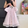 Vestido de Verano para Niña Blue Town 2026 Estilo Nuevo con Elegantes Mangas Abullonadas y Falda de Malla, Dulce y Elegante Vestido de Princesa