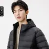 Jaqueta Acolchoada Leve com Capuz Enbu de Inverno para Homens e Casais, Cor Sólida Casual Outerwear Masculino Atacado
