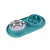 Tigela de Silicone para Pet Alimentação Lenta Anti-engasgo Lambedura Bebedouro Aço Inoxidável Peça Única Comedouro Tigela Dobrável de Silicone para Pet