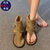 Sandalias de Dedo con Tira de Goma y Tacón Grueso de Estilo Nuevo para Verano 2026, Botines Cortos, Botas de Mujer, Modernas con Faldas, Botas Vaqueras, Sandalias de Verano para Mujer