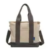 Bolsa de Lona Estilo Japonés de 16 oz, Bolso Tote Versión Coreana para Mujer, Bolso de Hombro Cruzado, Bolso Simple de Gran Capacidad para Mujer, Bloques de Color