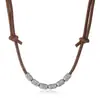 Popular Europeo y Americano Joyería Más Vendida Estilo Retro Collar Colgante de Cuentas Sencillo Elegante Moda Collar Ajustable de Cuero de Vaca