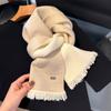 Bufanda Nueva de Lana Mixta Cálida para Mujer Otoño e Invierno, Doble Cara, Diferentes Colores, Borlas, Versátil, Tacto de Alta Gama, Chal y Bufanda de Cuello para Mujer