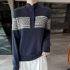 Suéter estilo Fair Isle com gola semi-alta 100% lã para mulheres, tricot jacquard de losangos, caimento solto, afina a silhueta, quente, camiseta base de tricô