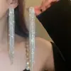 Pendientes Europeos y Americanos Exagerados de Borla Completa de Diamante Diseño de Moda Pendientes de Perla para Novia Estilo Fresco Pendientes Brillantes para Cena