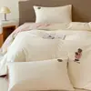 Juego de ropa de cama de cuatro piezas de algodón cepillado, funda de edredón bordada de algodón puro Teddy Ailan, juego de ropa de cama de tres piezas para dormitorio individual