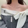 Collar de Borlas de Perlas Estilo Mismo que el de Bloguera Coreana para Mujer, Nuevo Collar Largo Versátil de Seda Floral con Ágata Blanco Perla para Primavera y Verano