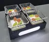 Configuração de mesa em alumínio espacial preto e cinza para sala de festa KTV: caixa de lenços, cinzeiro, fruteira e suporte de microfone conjunto