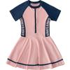 Traje de baño para niñas, Tallas mediana y grande, Traje de baño de una pieza con mangas cortas, Traje de baño de secado rápido con protección solar para niñas, Estilo deportivo Pequeña Princesa