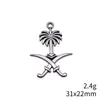31X22Mm 2.4g Prata Antiga Acessórios para Joias DIY Fabricante Atacado Pingente com Emblema Nacional da Arábia Saudita