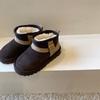 Sapatos de Inverno Infantis em Couro Genuíno Fosco Retro Botas de Neve Infantis Sapatos de Algodão Grossos Forrados com Lã Meninas Botas Curtas Meninos