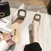 Zapatos de Tacón Alto de Aguja de Punta para Mujer Primavera y Verano 2025 Nuevo Estilo de Hada Flats Tacón Medio Boca Baja Versátil Huecos Zapatos de Mujer