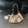 Bolsa de ombro transversal nova estampa de leopardo pelo sintético de mink bolsa de axila outono e inverno retro pelúcia bolsa de ombro único versátil elegante bolsa feminina