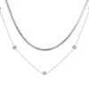 Collar de Cadena Hueso de Serpiente Doble Capa Plateado para Mujer, Nuevo Estilo Cadena para Suéter, Lujo Ligero, Sensación de Alta Gama, Versátil para Otoño e Invierno, No se Desvanece