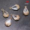 Pingente de cristal de vidro de terra rara transparente banhado a ouro cobre borda de malte acessórios para brincos DIY material para brincos atacado
