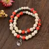 Pulseras Apilables de Estilo Étnico, Pulseras de Perlas de Cerámica de Jingdezhen, Joyería de Nicho de Doble Capa, Tejido a Mano, Artístico y Retro