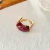 Anillo Curvo Asimétrico con Goteo de Aceite Otoño e Invierno para Mujer, Diseño Sencillo Ins de Nicho, Anillo Abierto Retro para Dedo Índice