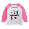 Meninos e Meninas T-Shirt de manga comprida Primavera e Outono Nova Costura Infantil Camisa Base Estilo Ocidental Puro Algodão Pescoço Redondo Top