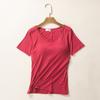 Camiseta de manga corta con almohadilla para el pecho Camisola modal para mujer Camiseta básica de yoga sin sujetador Camiseta holgada de media manga