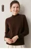 Suéter de punto versátil para mujer, 100% cachemir, cuello semi-alto, nuevo para Otoño/Invierno, grueso, capa base de manga larga